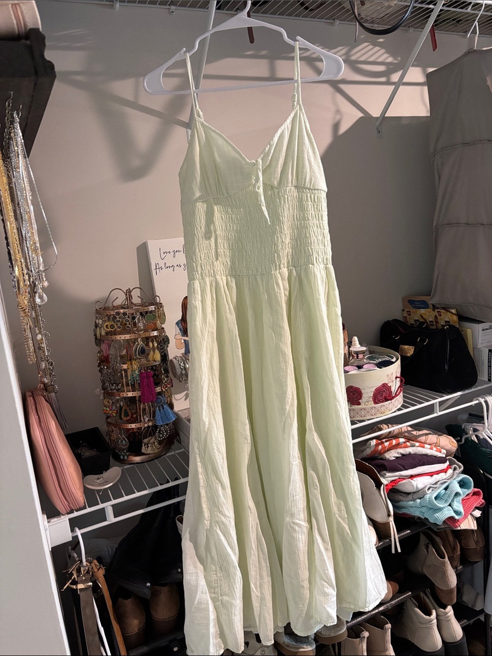 American Eagle Outfitters Light Green Spaghetti Strap Maxi Dress